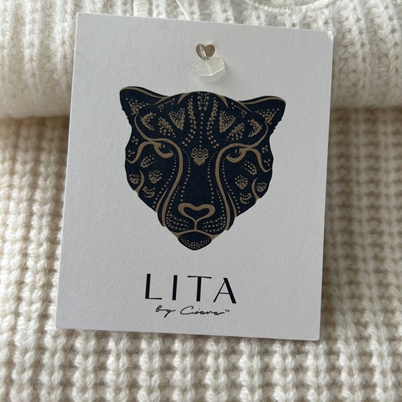 NWT LITA by Ciara 100% Cashmere Ivory LOVE Rib Scarf - Picture 4 of 7